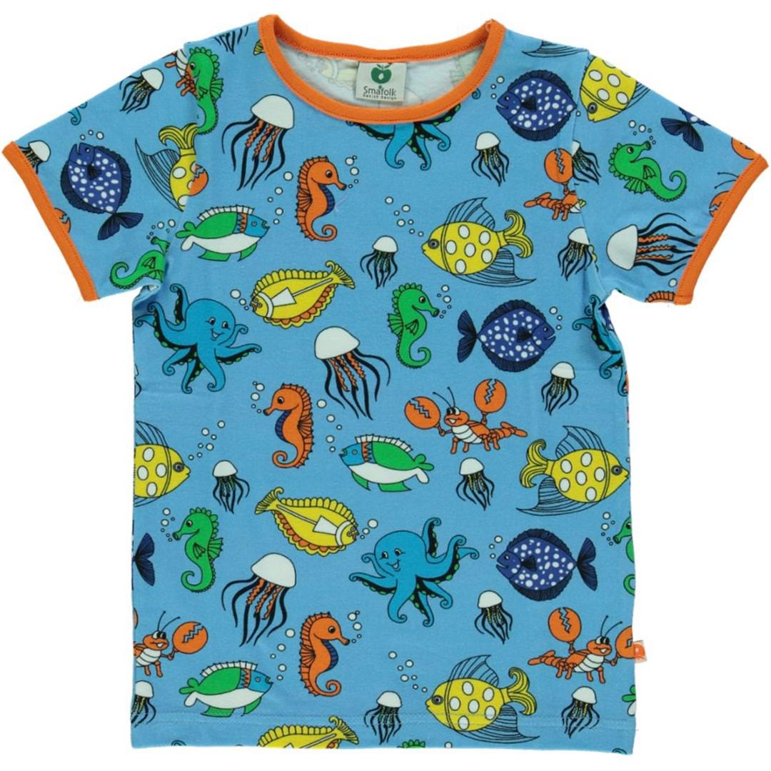 Småfolk - Fish Short Sleeved Top (Blue Grotto) (4-5 Years)