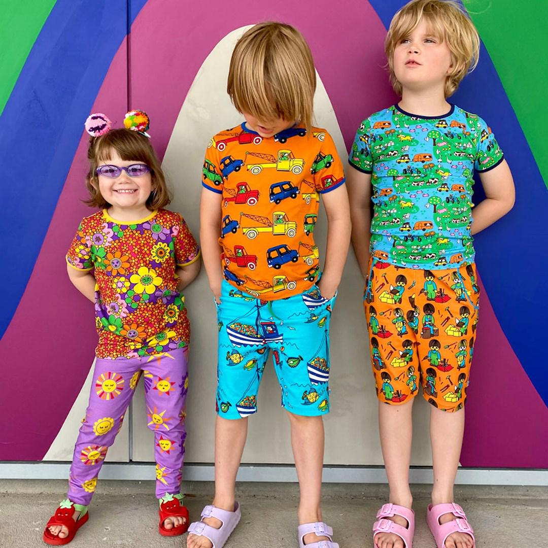 Småfolk - Flower Short Sleeved Top (Purple) (2-3 Years)