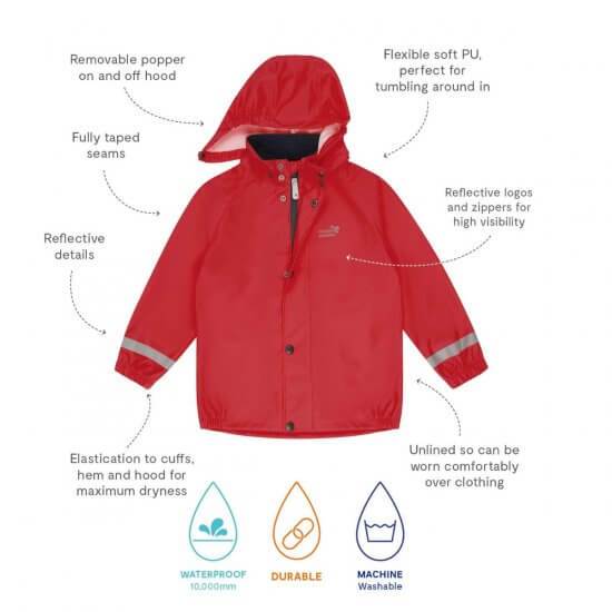 Muddy Puddles - Rainy Day Zip Jacket (Red) (12-18 months)