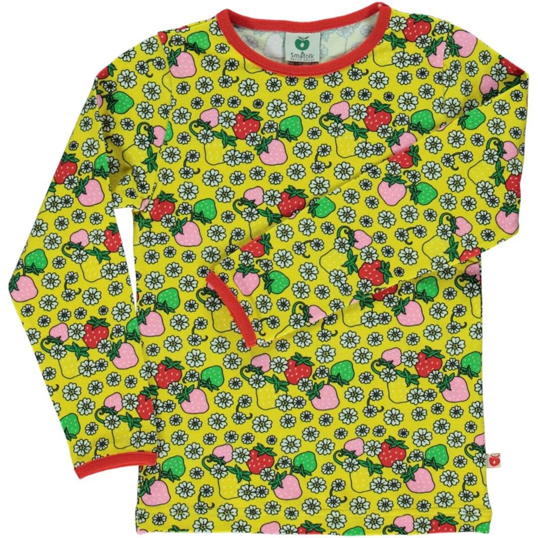 Småfolk - Strawberry/Flowers Long Sleeved Top (Yellow)