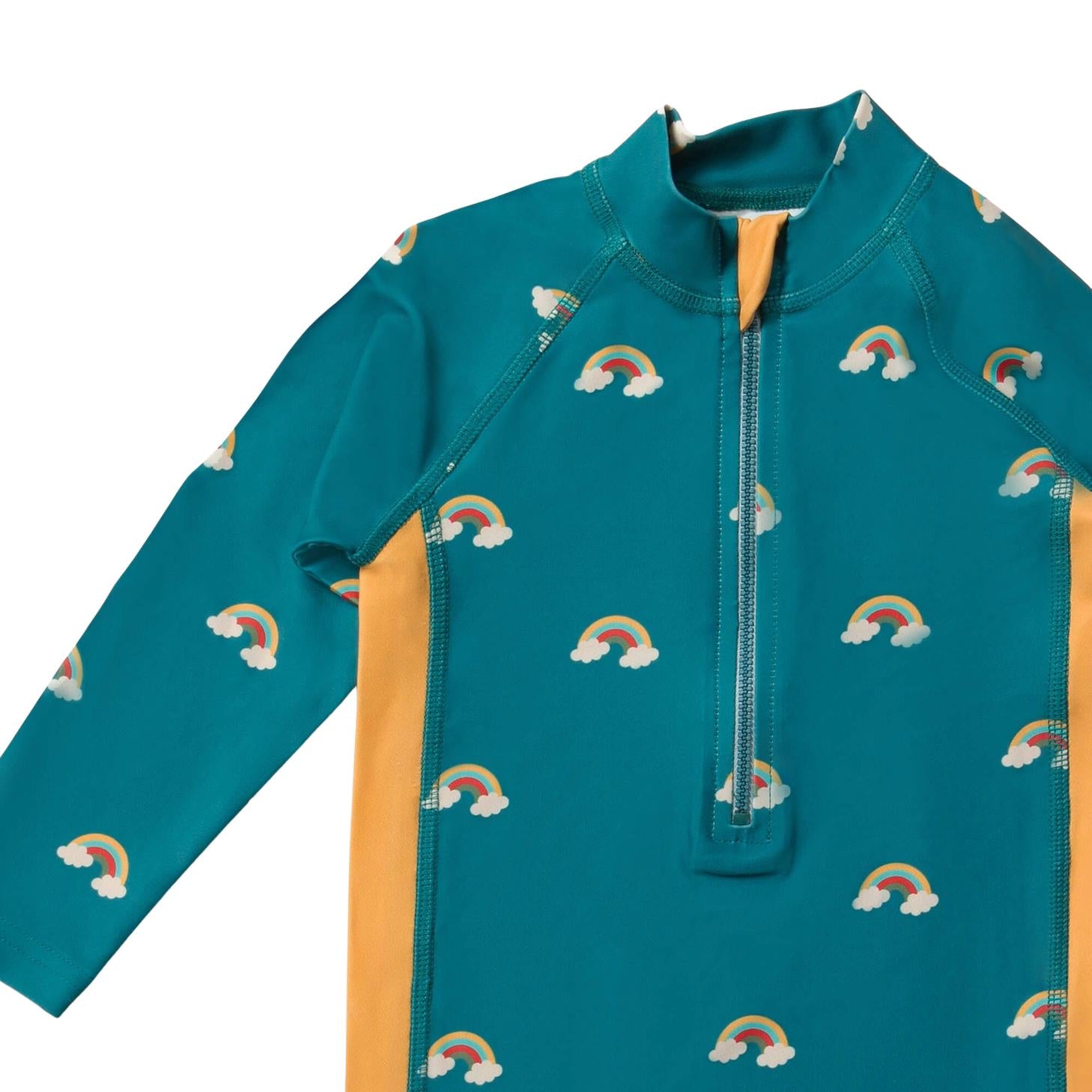 Little Green Radicals - Teal Rainbows Upf 50 Recycled Sunsafe Sunsuit