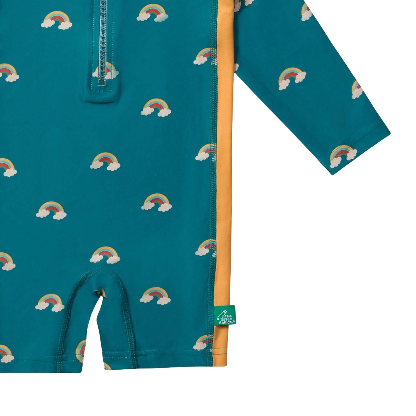 Little Green Radicals - Teal Rainbows Upf 50 Recycled Sunsafe Sunsuit