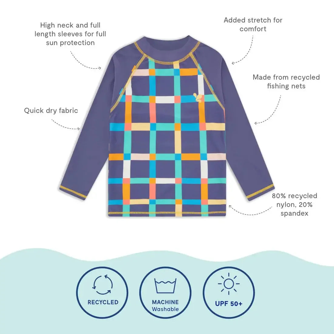 Muddy Puddles - UV Protective Rash Vest Multi Check