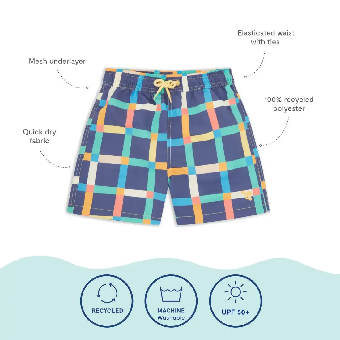 Muddy Puddles - UV Protective Swim Shorts Multi Check