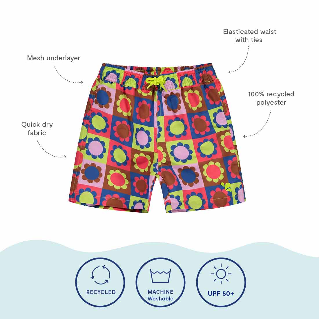 Muddy Puddles - UV Protective Swim Shorts Multi Floral