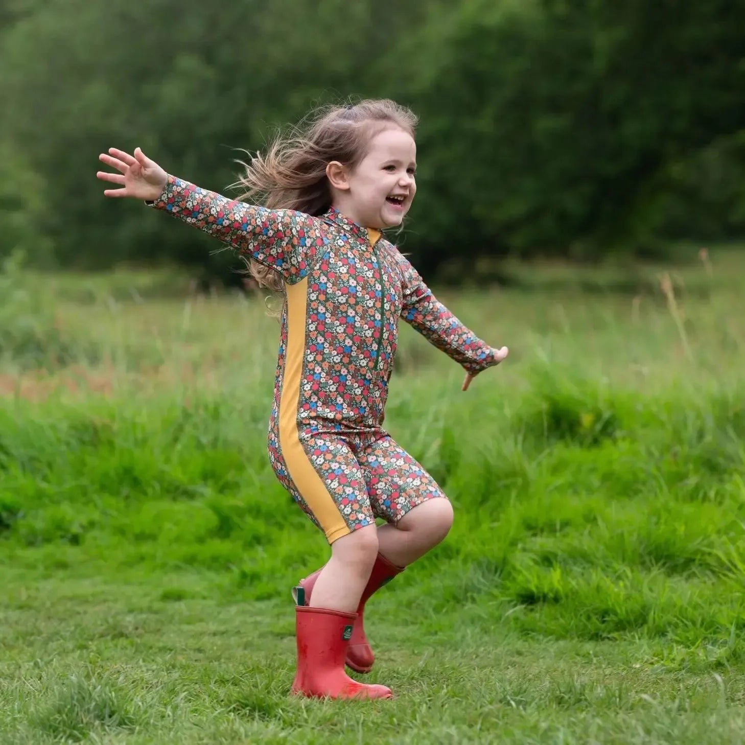 Little Green Radicals - Vintage Flowers Upf 50 Recycled Sunsafe Sunsuit