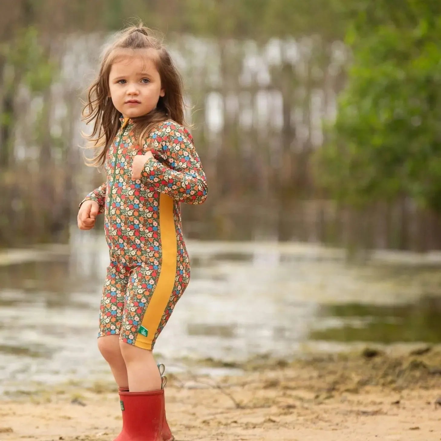 Little Green Radicals - Vintage Flowers Upf 50 Recycled Sunsafe Sunsuit