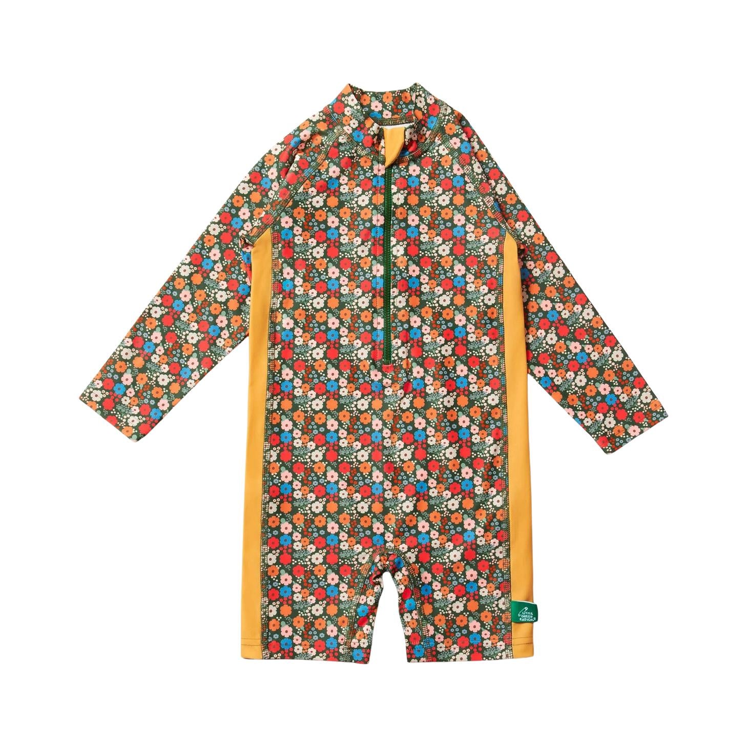 Little Green Radicals - Vintage Flowers Upf 50 Recycled Sunsafe Sunsuit