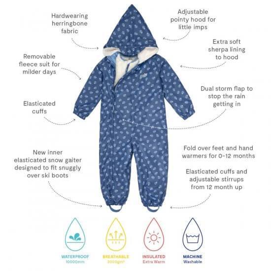 Muddy Puddles - Amonite Navy All-in-one Scampsuit (6-12 Months)