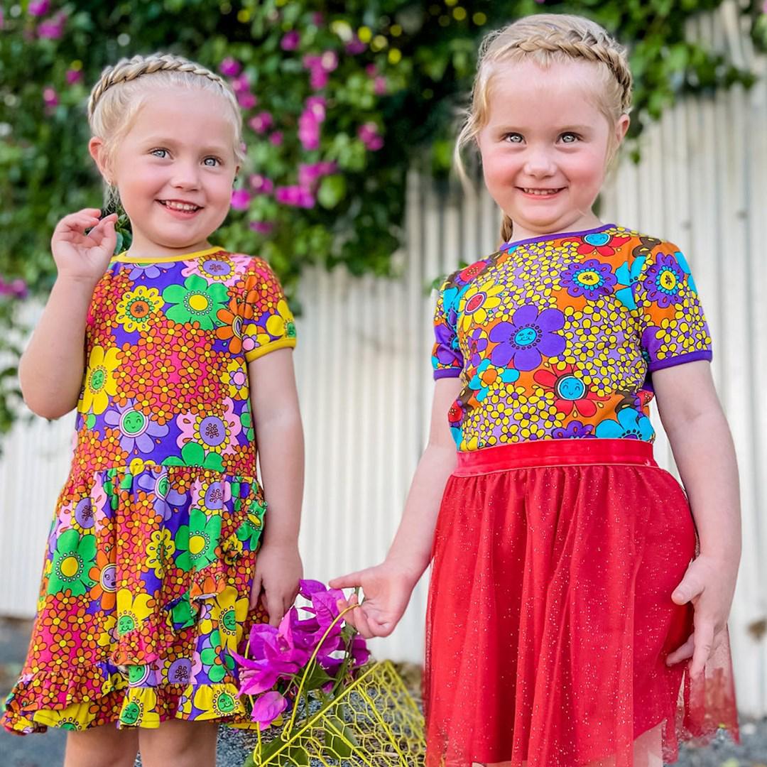 Småfolk - Flower Short Sleeved Top (Orange)