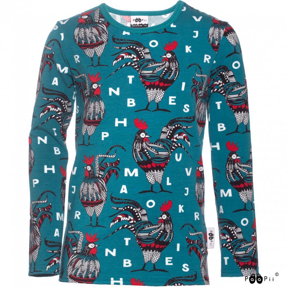 Paapii - Long Sleeved Rooster Top (Red / Petrol) (12 Years)