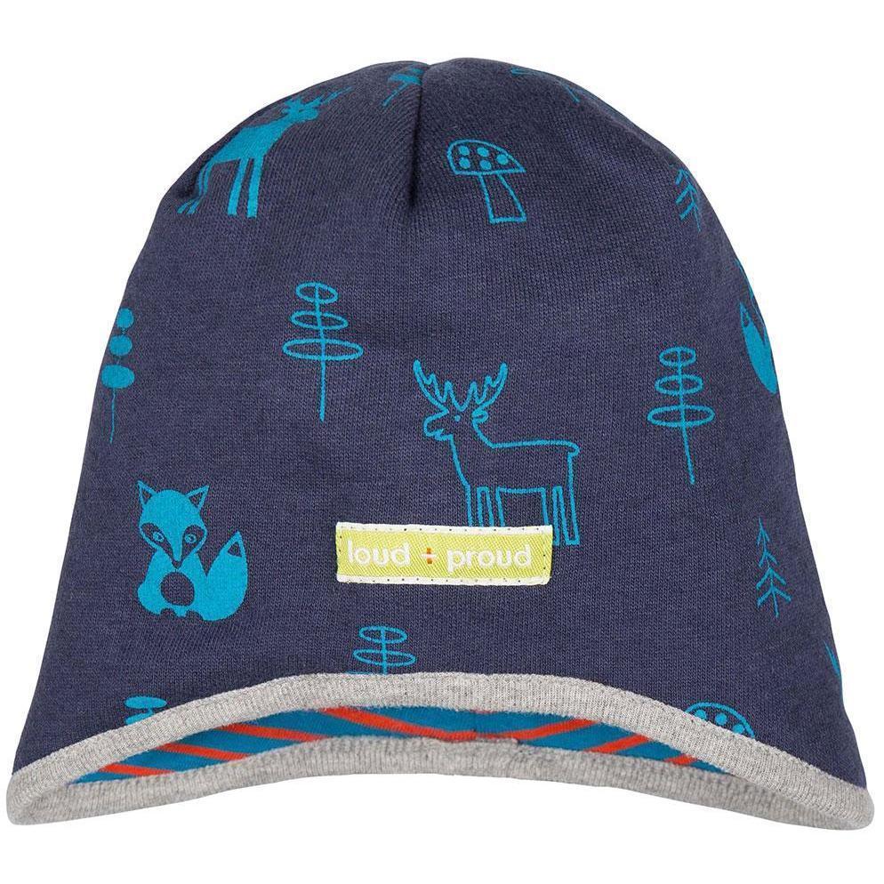 Loud + Proud - Midnight Blue Forest Creatures Wool/Cotton Hat (9-12 Months)