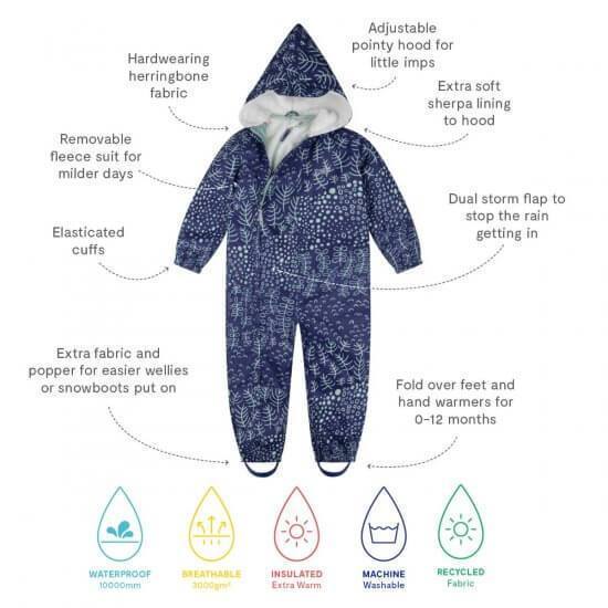 Muddy Puddles - Navy Botanical All-in-One Scampsuit (6-12 months)