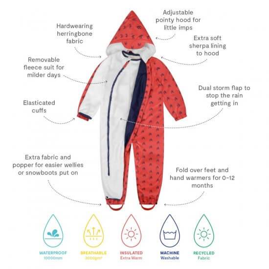 Muddy Puddles - Red Peaks All-in-One Scampsuit (6-12 months)