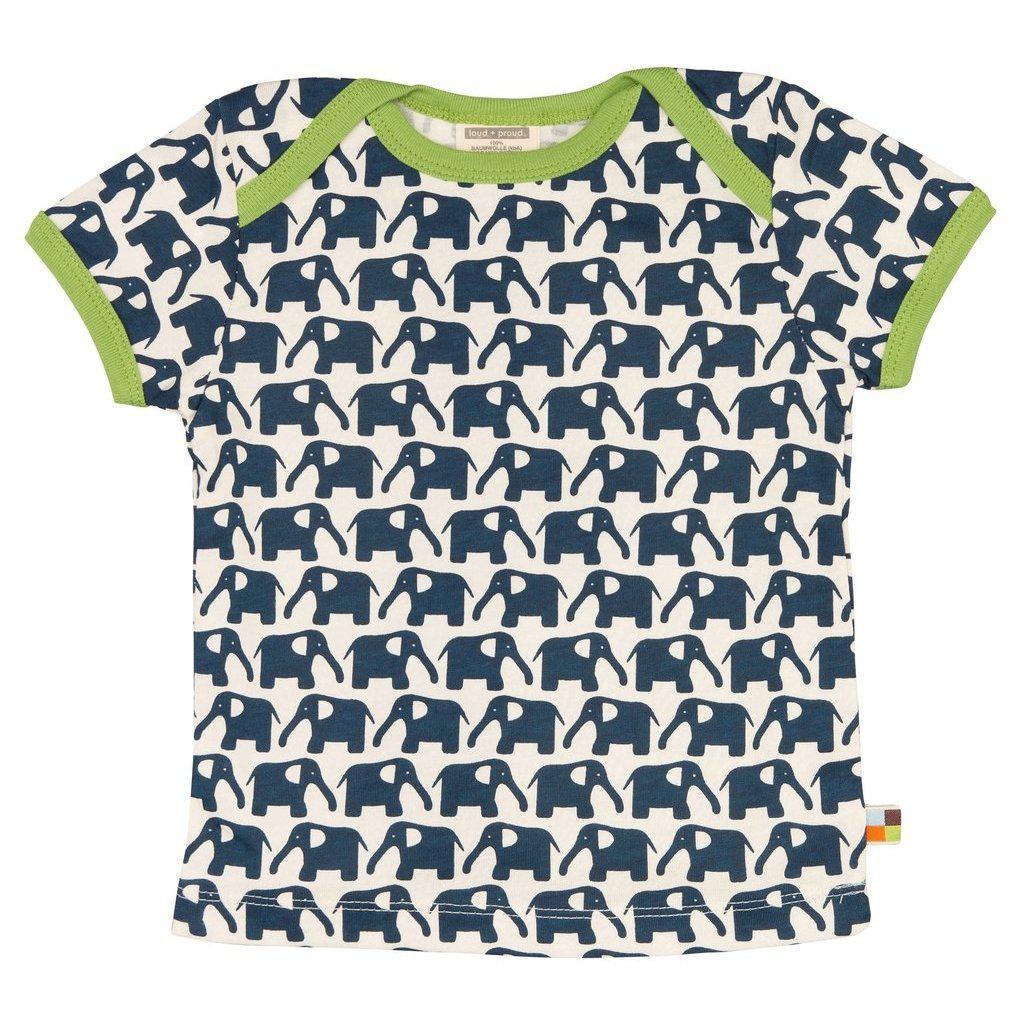 Loud + Proud - Ultramarine Elephants Short Sleeved Top (5 - 6 Years)