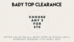 Any 3 Body Tops for $70