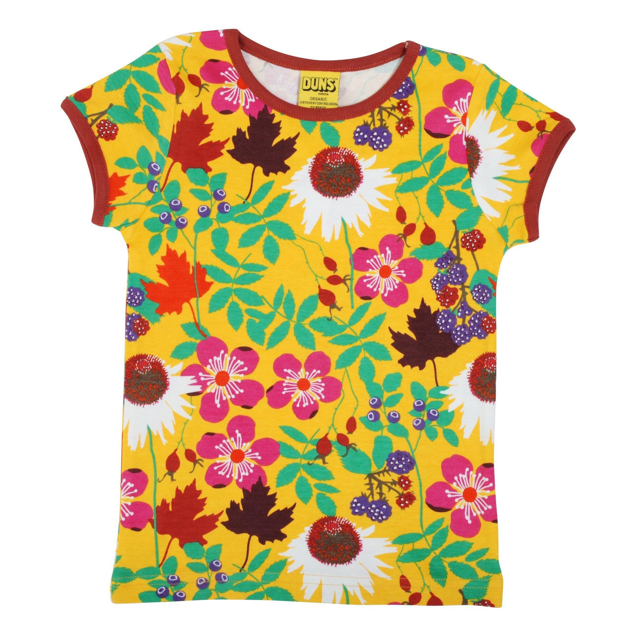 DUNS Sweden - Autumn Flowers Short Sleeved Top (Yellow) (3 Years)