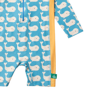 Little Green Radicals - Blue Whales Upf 50 Recycled Sunsafe Sunsuit