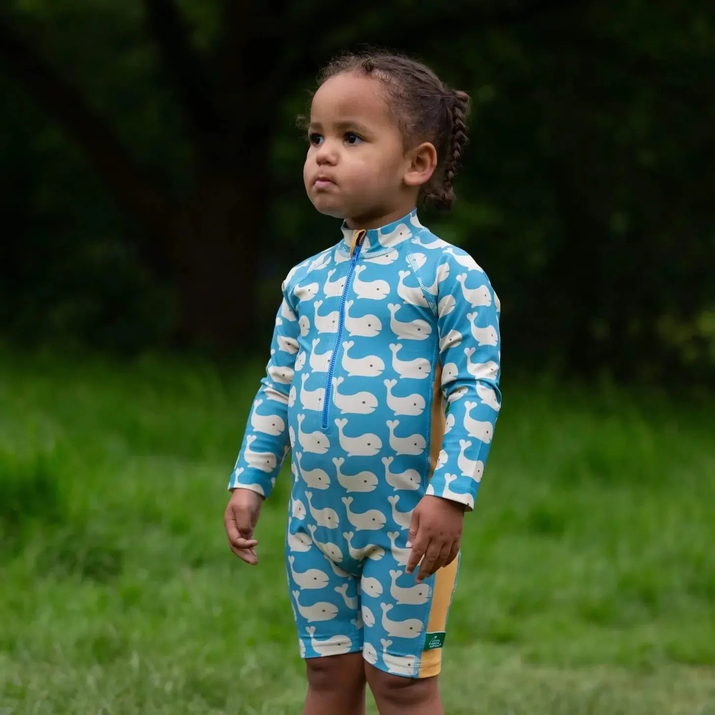Little Green Radicals - Blue Whales Upf 50 Recycled Sunsafe Sunsuit
