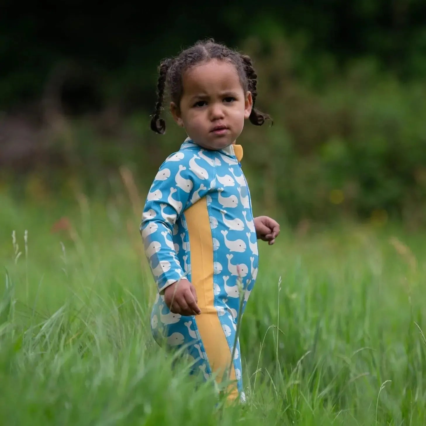 Little Green Radicals - Blue Whales Upf 50 Recycled Sunsafe Sunsuit
