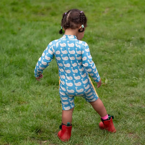 Little Green Radicals - Blue Whales Upf 50 Recycled Sunsafe Sunsuit