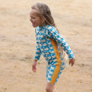 Little Green Radicals - Blue Whales Upf 50 Recycled Sunsafe Sunsuit