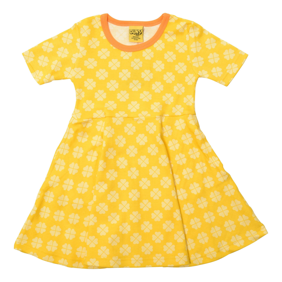 DUNS Sweden - Clover Dandelion Yellow Short Sleeved Skater Dress