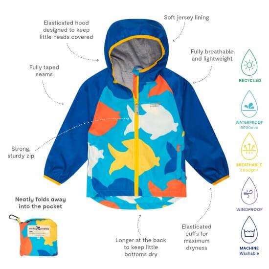 Muddy Puddles - EcoLight Jacket Lined (Blue Fish) (11-12 Years)