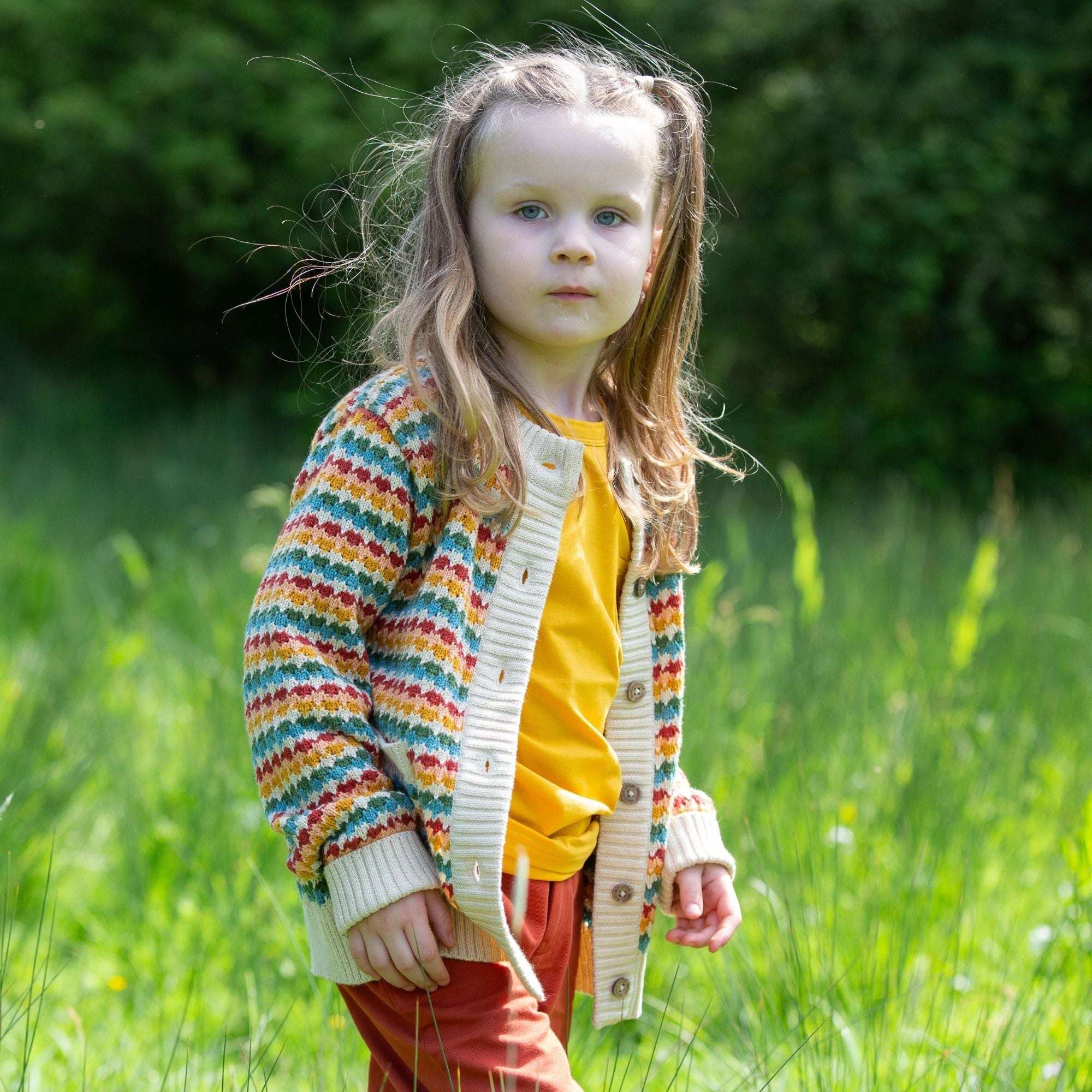 Little Green Radicals - From One To Another Rainbow Days Knitted Cardigan
