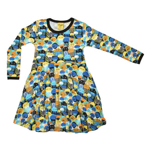 DUNS Sweden - Jellyfish Black Long Sleeved Skater Dress