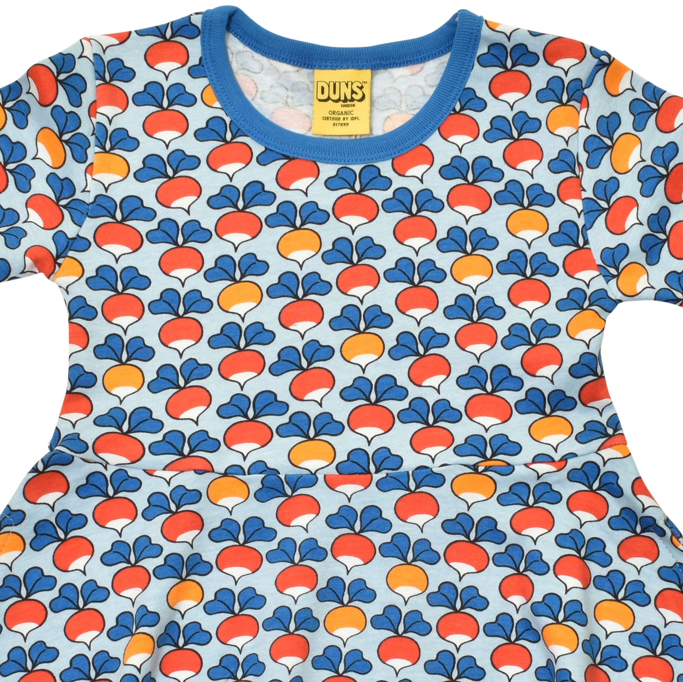 DUNS Sweden - Multi Radish Blue Short Sleeved Skater Dress
