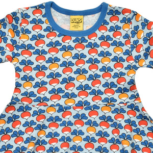 DUNS Sweden - Multi Radish Blue Short Sleeved Skater Dress