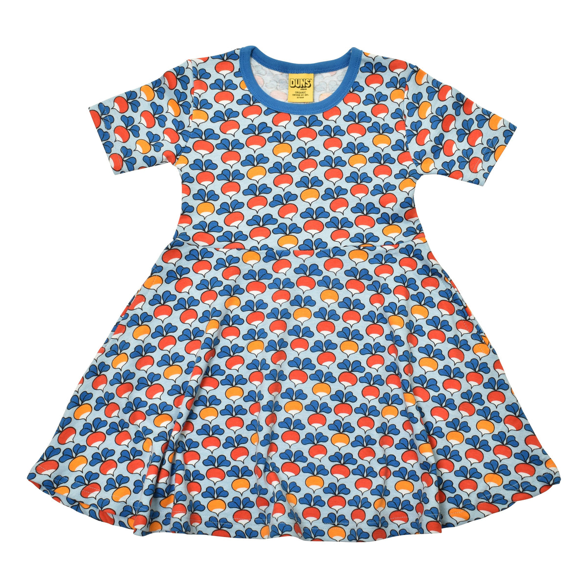 DUNS Sweden - Multi Radish Blue Short Sleeved Skater Dress