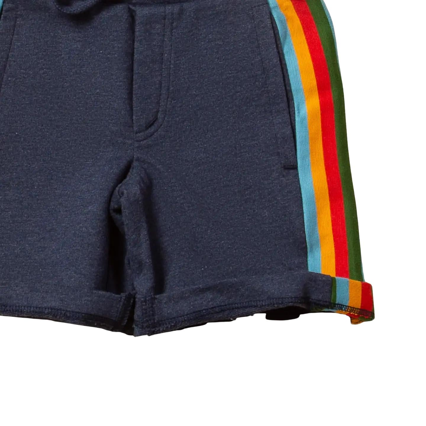 Little Green Radicals - Navy Rainbow Comfy Jogger Shorts