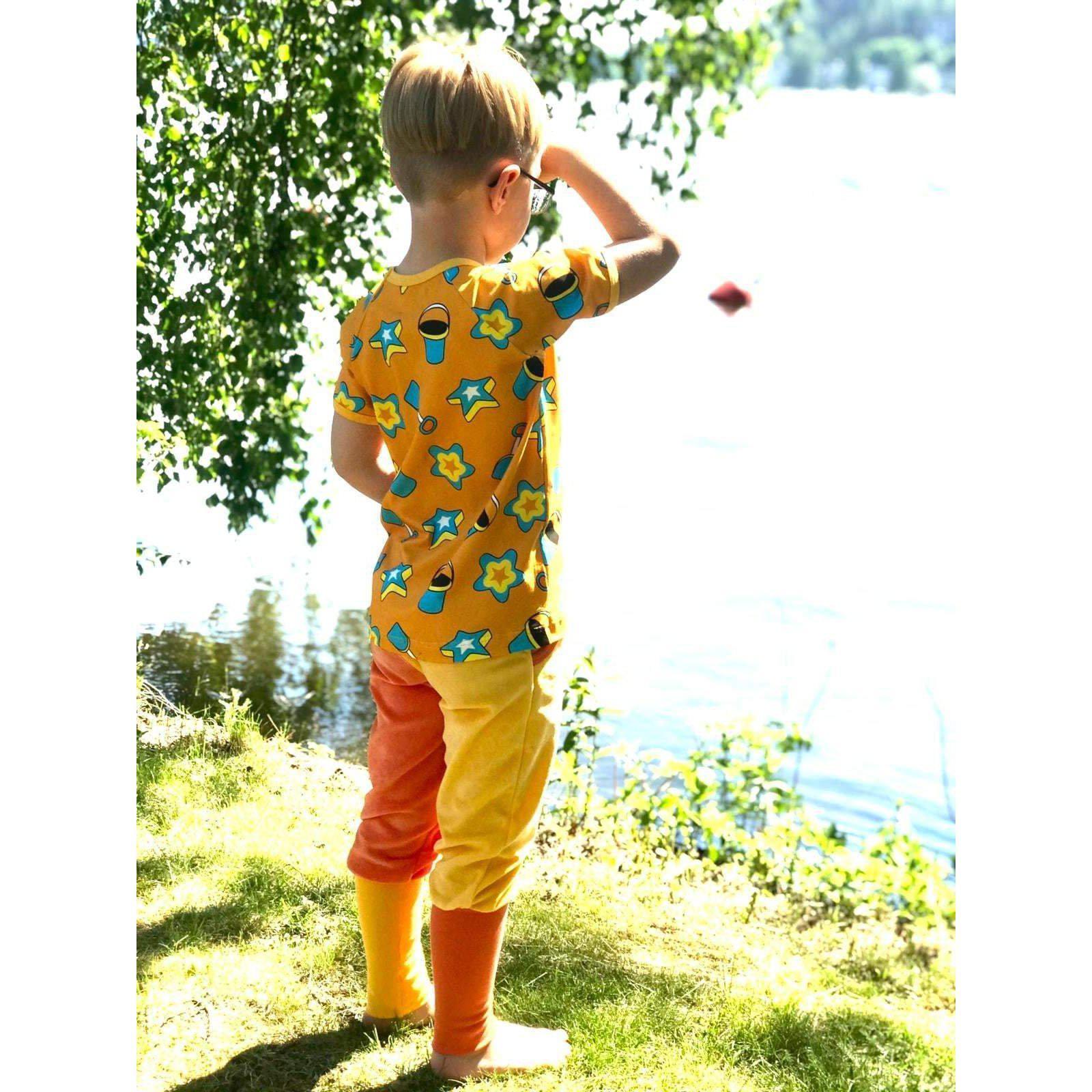 Naperonuttu - Orange/Yellow Velour Trousers (11-12 Years)