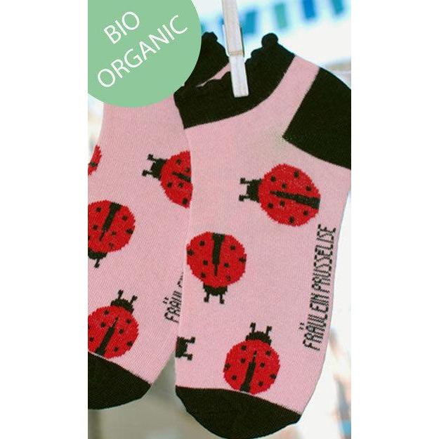Fräulein Prusselise - Organic Ankle Socks - Ladybugs (Black) (35-38)