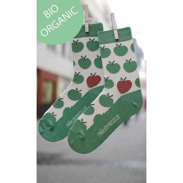 Fräulein Prusselise - Organic Crew Socks - Apples (Green)