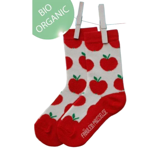 Fräulein Prusselise - Organic Crew Socks - Apples (Red)
