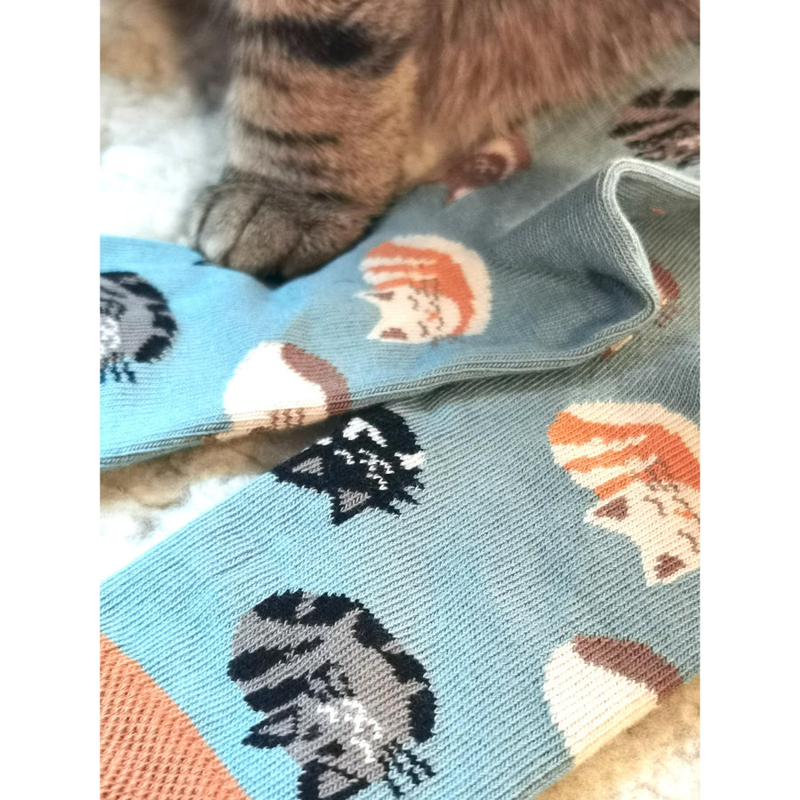 Fräulein Prusselise - Organic Crew Socks - Cat Gang