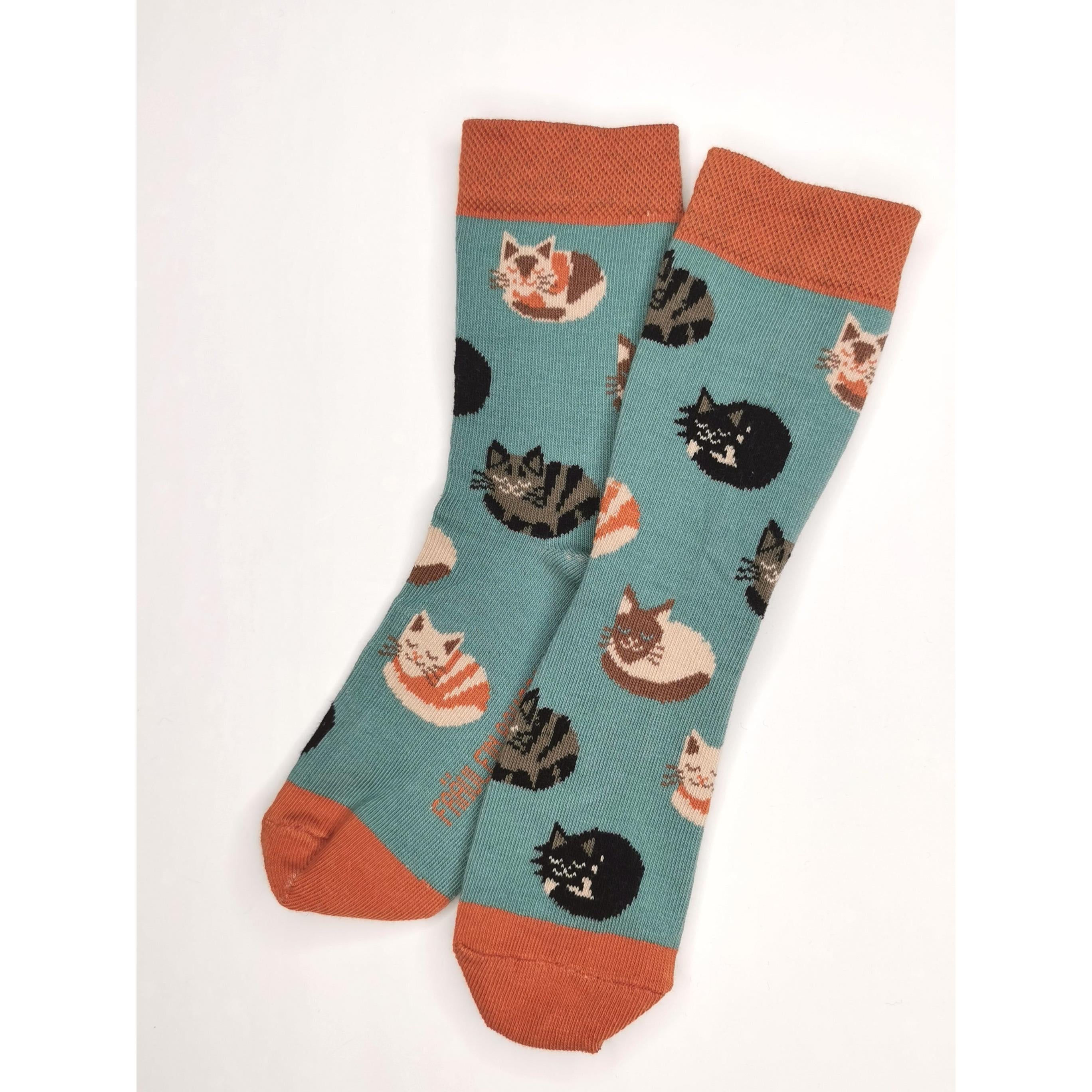 Fräulein Prusselise - Organic Crew Socks - Cat Gang