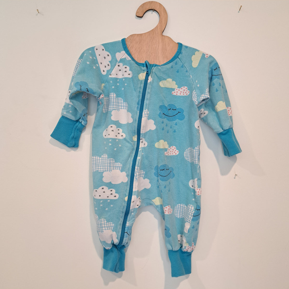 Hoopla Kids Re-Loved - RE-Loved - JNY Blue Clouds Zip Suit (2-4 months)