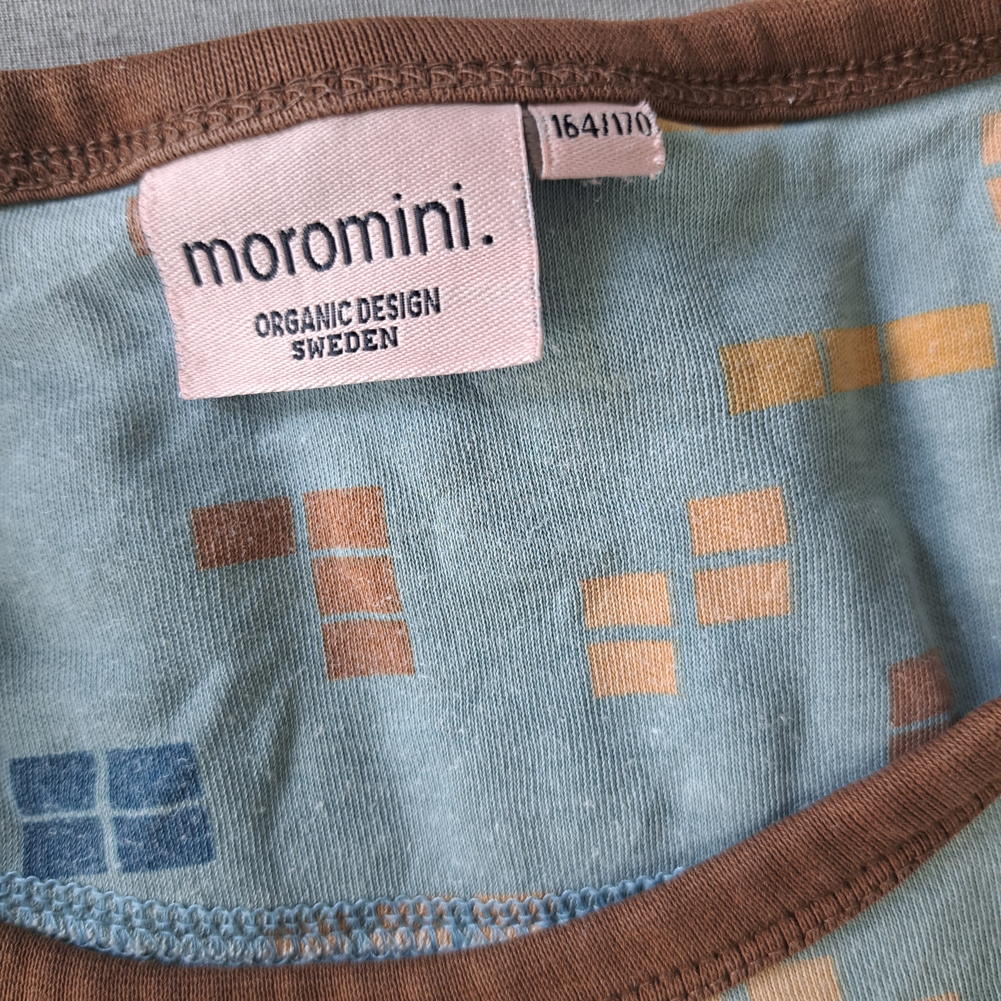 Hoopla Kids Re-Loved - RE-Loved - Moromini Brown and Blue Blocks Short Sleeve Top (14 - 15 Years)