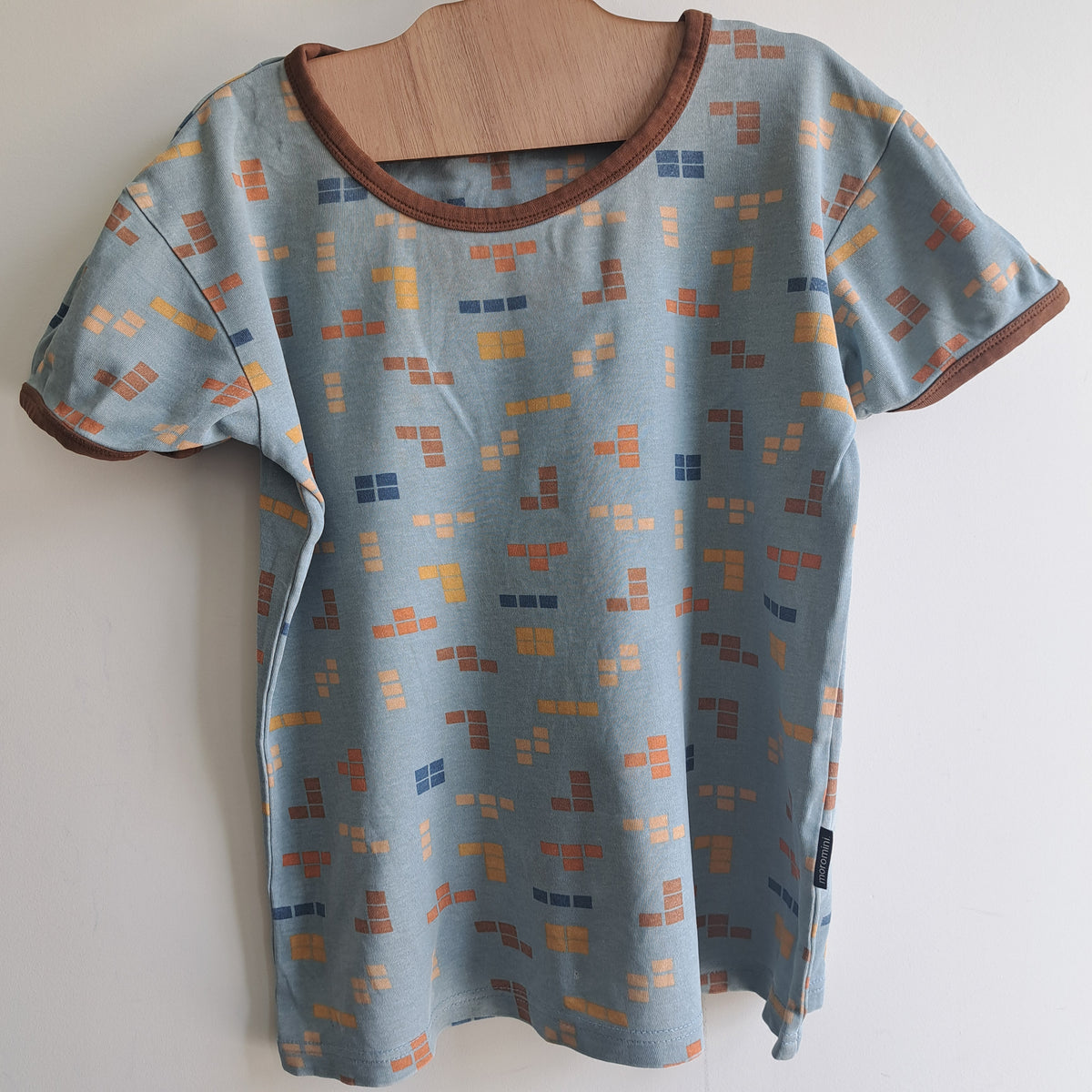 Hoopla Kids Re-Loved - RE-Loved - Moromini Brown and Blue Blocks Short Sleeve Top (14 - 15 Years)