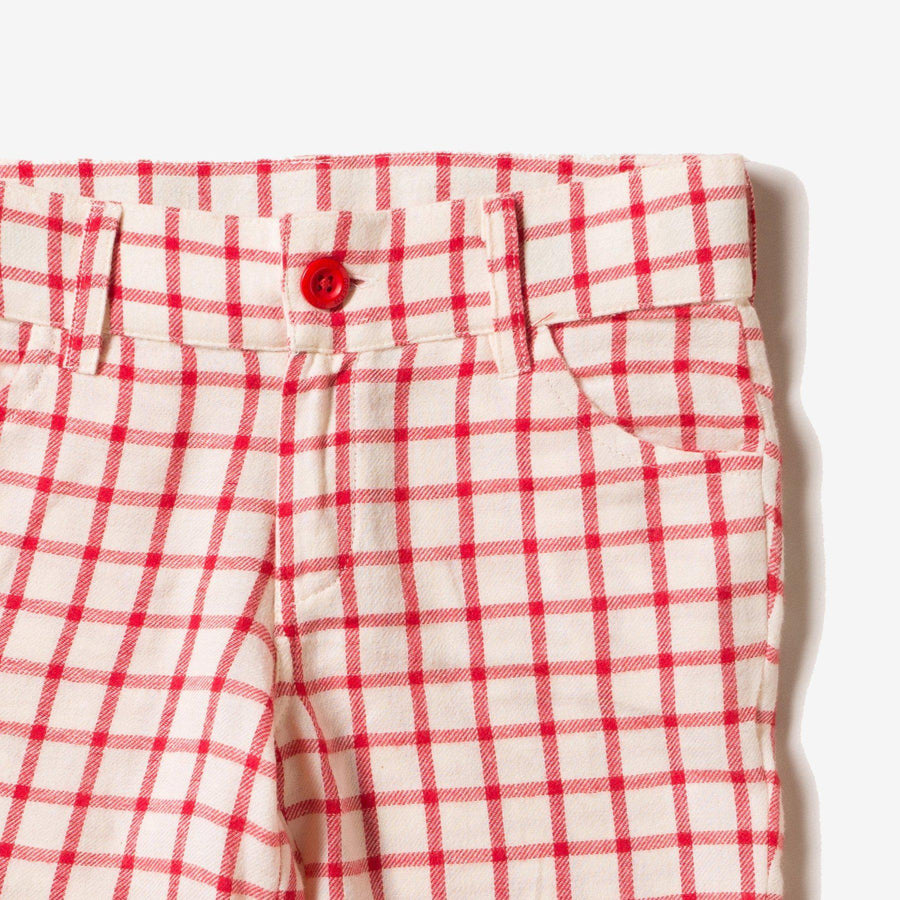 Little Green Radicals - Red Check Sunshine Shorts (4-5 Years)