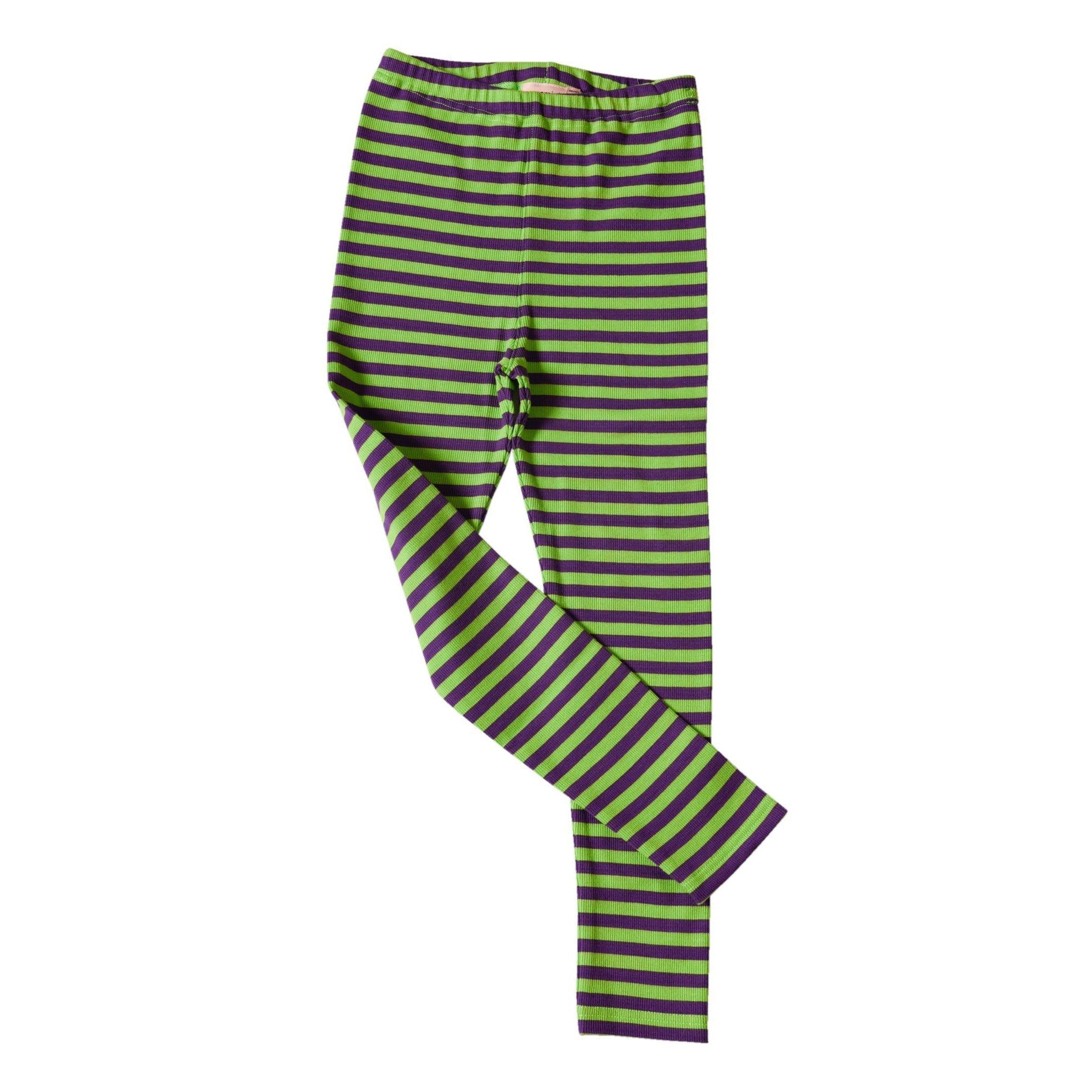 Moromini - SECONDS - Purple and Green Women's Ribbed Leggings (X-Large)