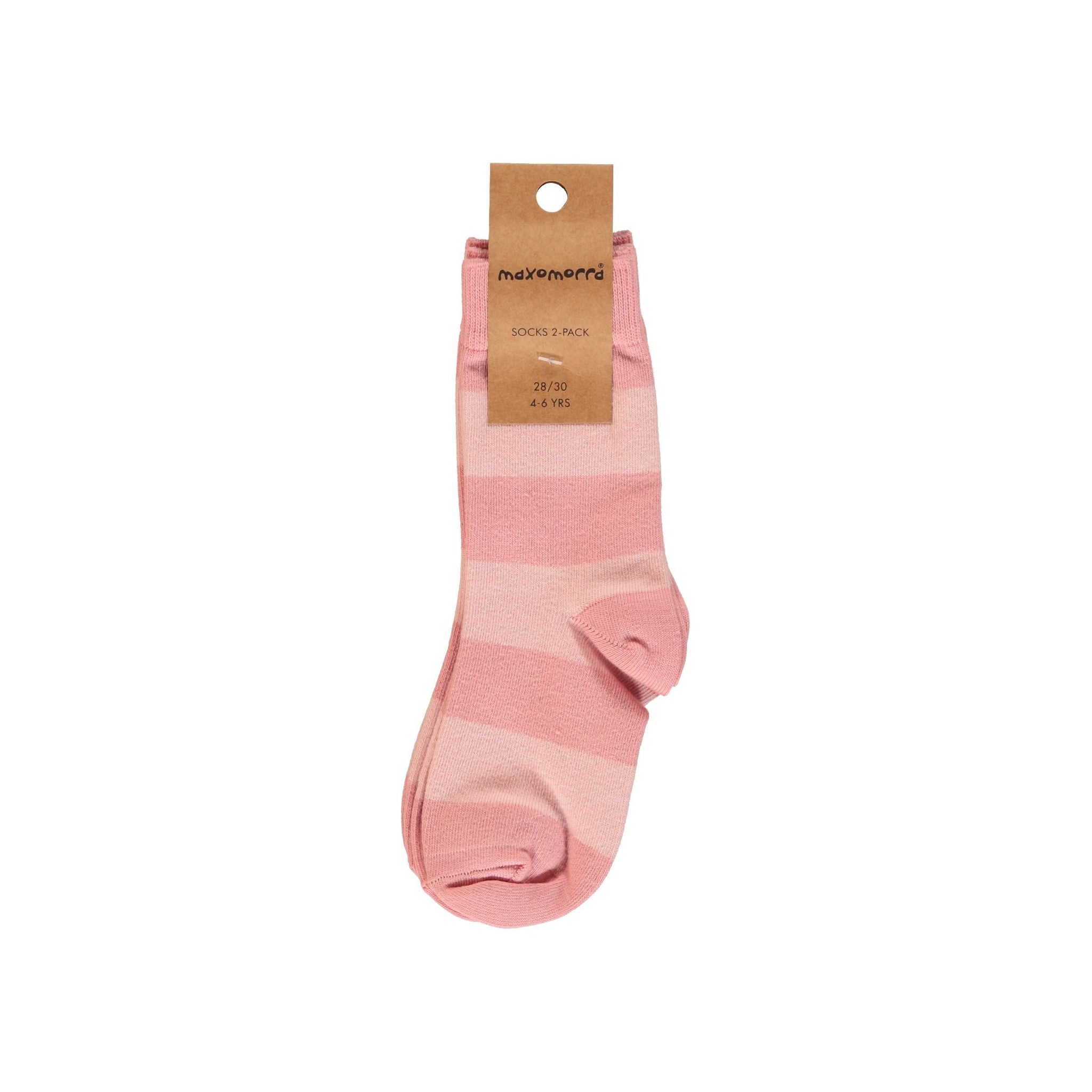 Maxomorra - Stripe - Dusty Rose Socks (2 Pack) (6-12 Months)