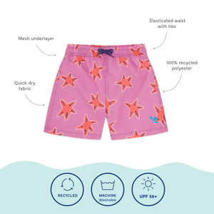 Muddy Puddles - UV Protective Swim Shorts Pink Starfish