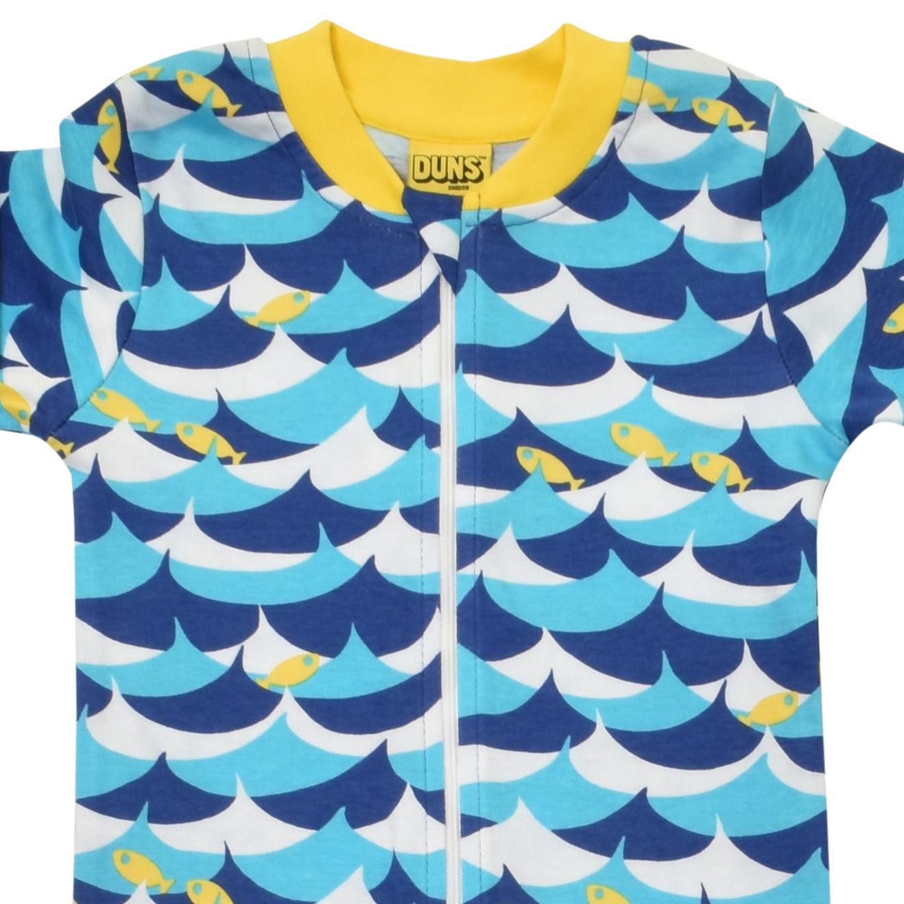 DUNS Sweden - Wave and Fish Blue Zip Suit