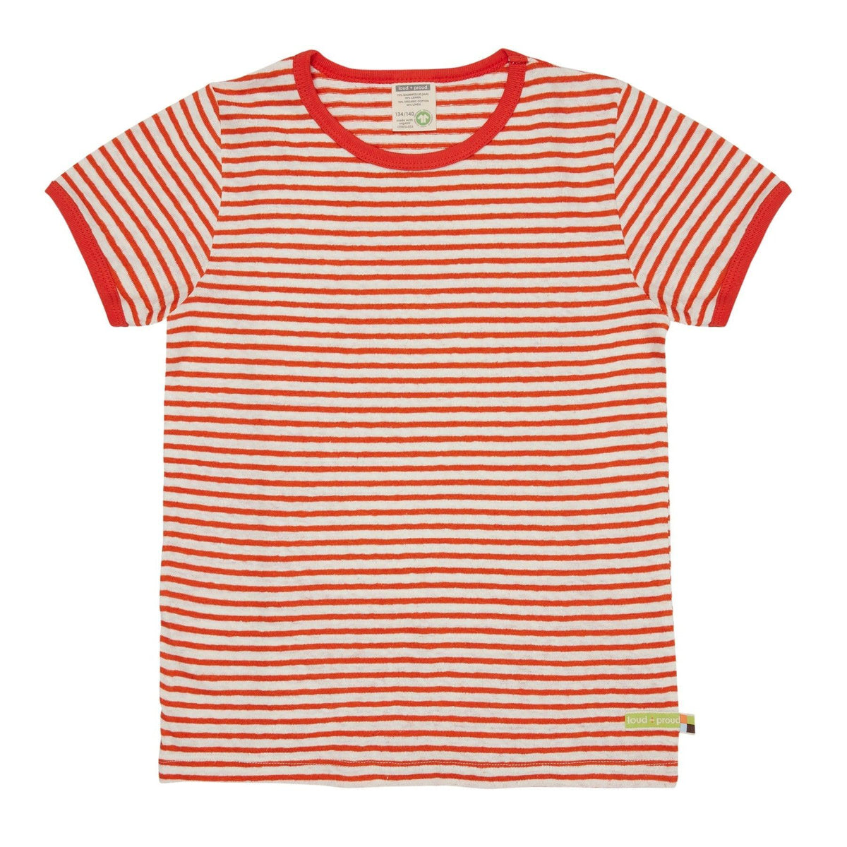 Loud + Proud - Copper Cotton/Linen Striped Short Sleeved Top