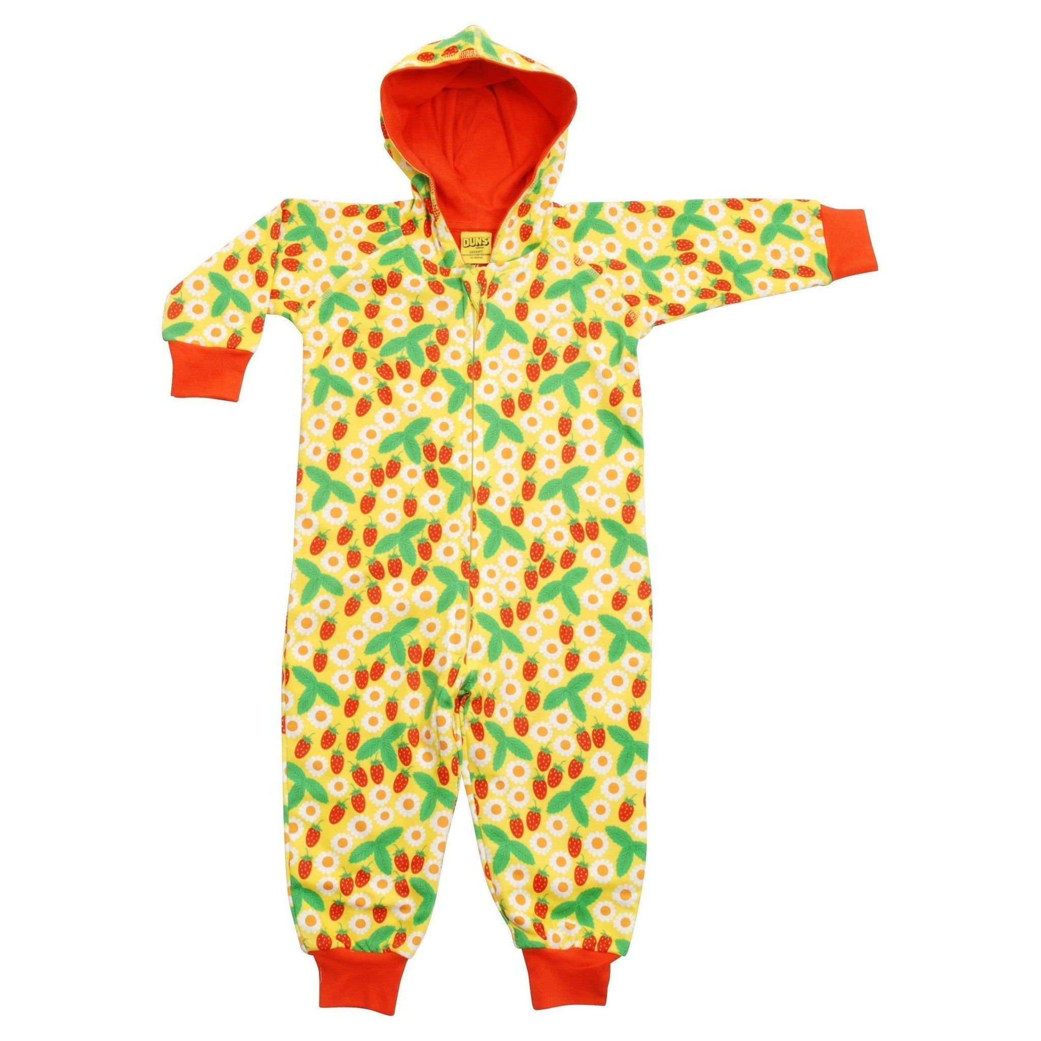 DUNS Sweden - Daisies and Strawberries Lined Suit with Hood (Buttercup)
